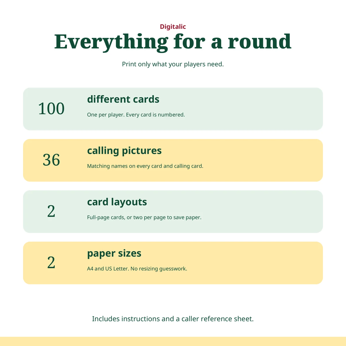 Christmas Bingo: What’s included in your download